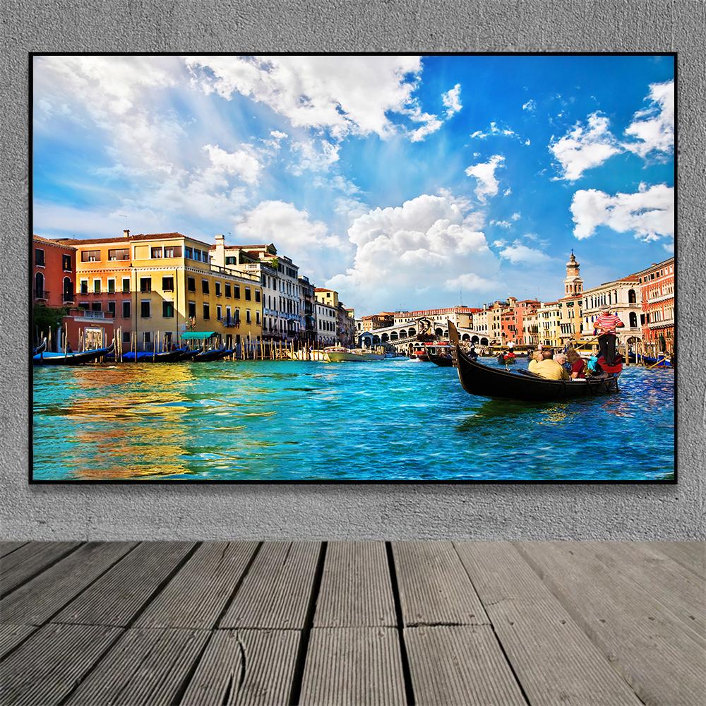 Famous Venice Italy Canvas Painting Wall Art Sunset Natural Scenery Pictures Posters and Prints Wall Art Living Room Decoration