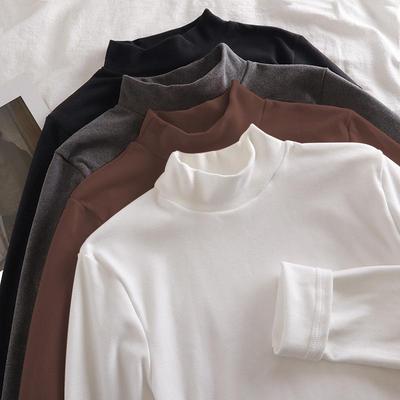 Men's German Velvet Half Turtleneck Long Sleeve Shirt - Solid Color, Thick Double-Sided Velvet, Warm Inner Wear for Autumn/Winter