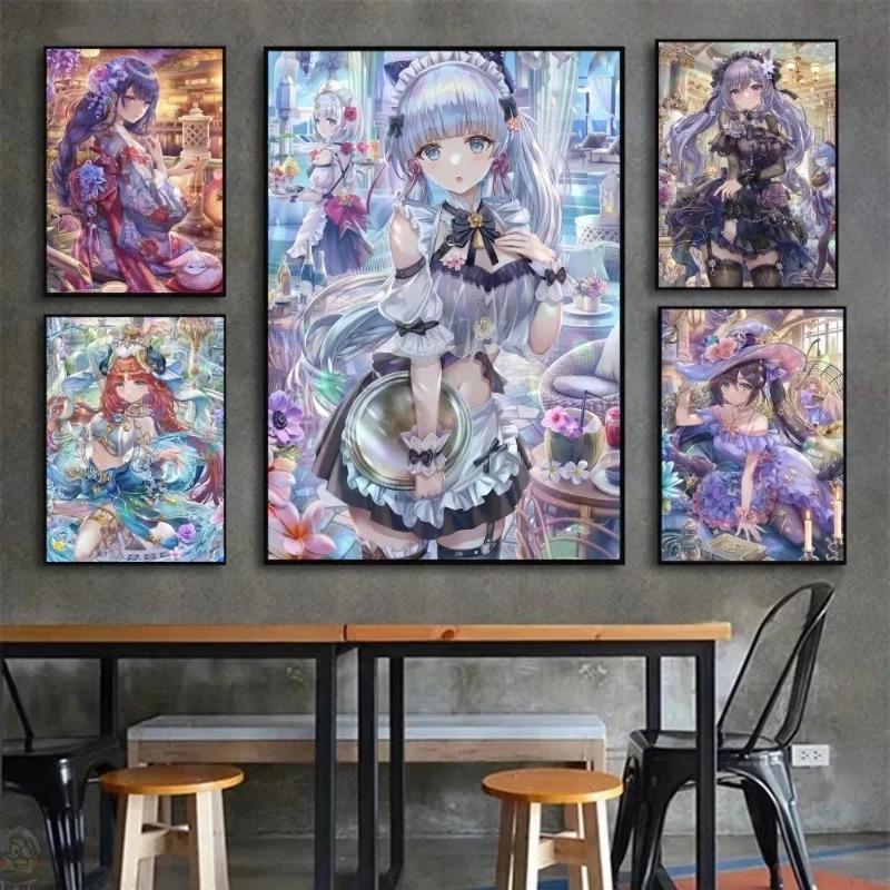Genshin Impact Anime Game Poster Art Wall Murals Decor Bedroom Office Game Room Decor Gifts Kawaii Canvas Painting Cat Cars