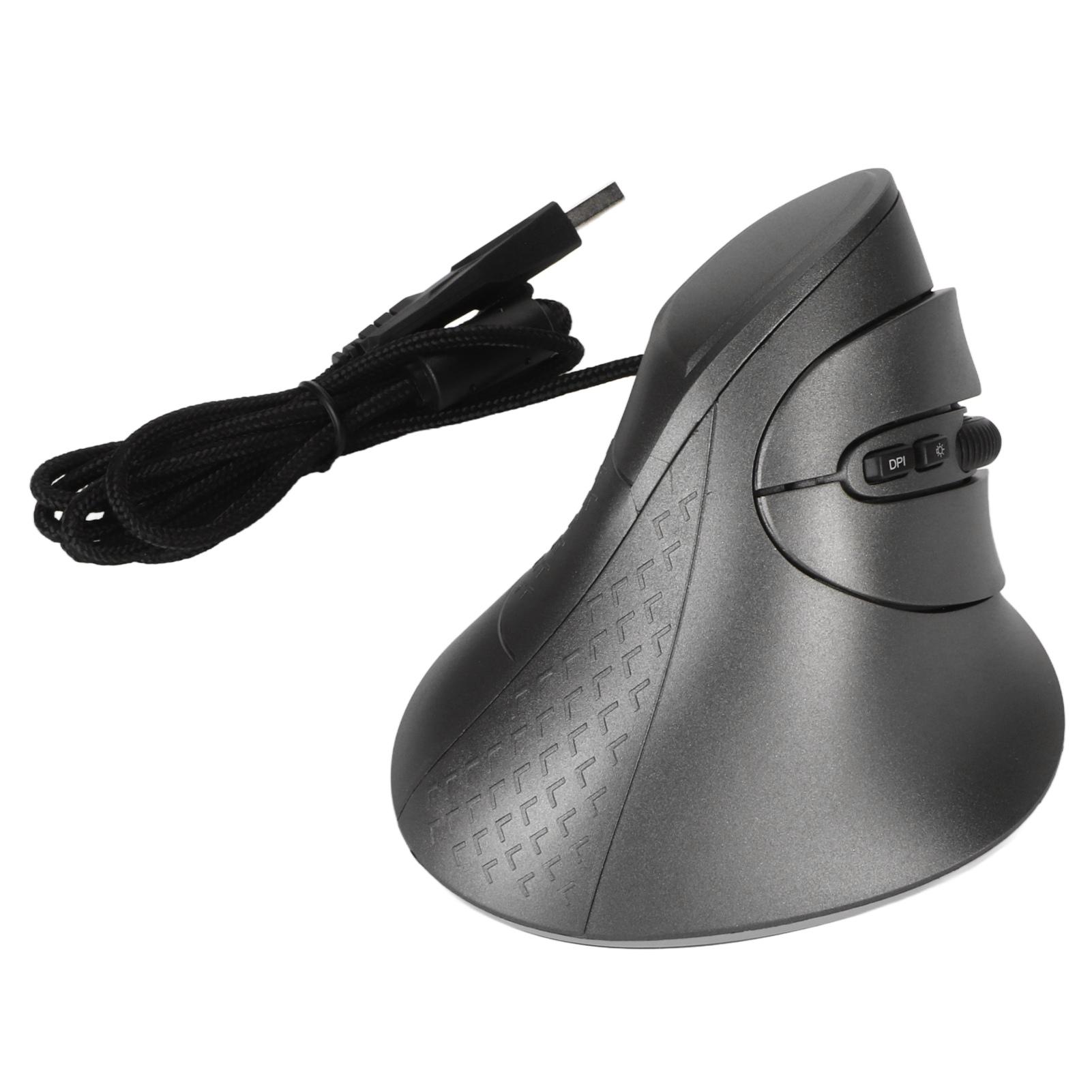 

Вертикальная мышь 7 программируемых кнопок RGB 11 режимов подсветки Регулируемый DPI Проводная Эргономичная Вертикальная серый