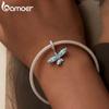 BAMOER 925 Sterling Silber blau Emaille fliegender Fisch Anhänger Charm Pave Fassung CZ für Frauen Armband und Halskette DIY Zubehör