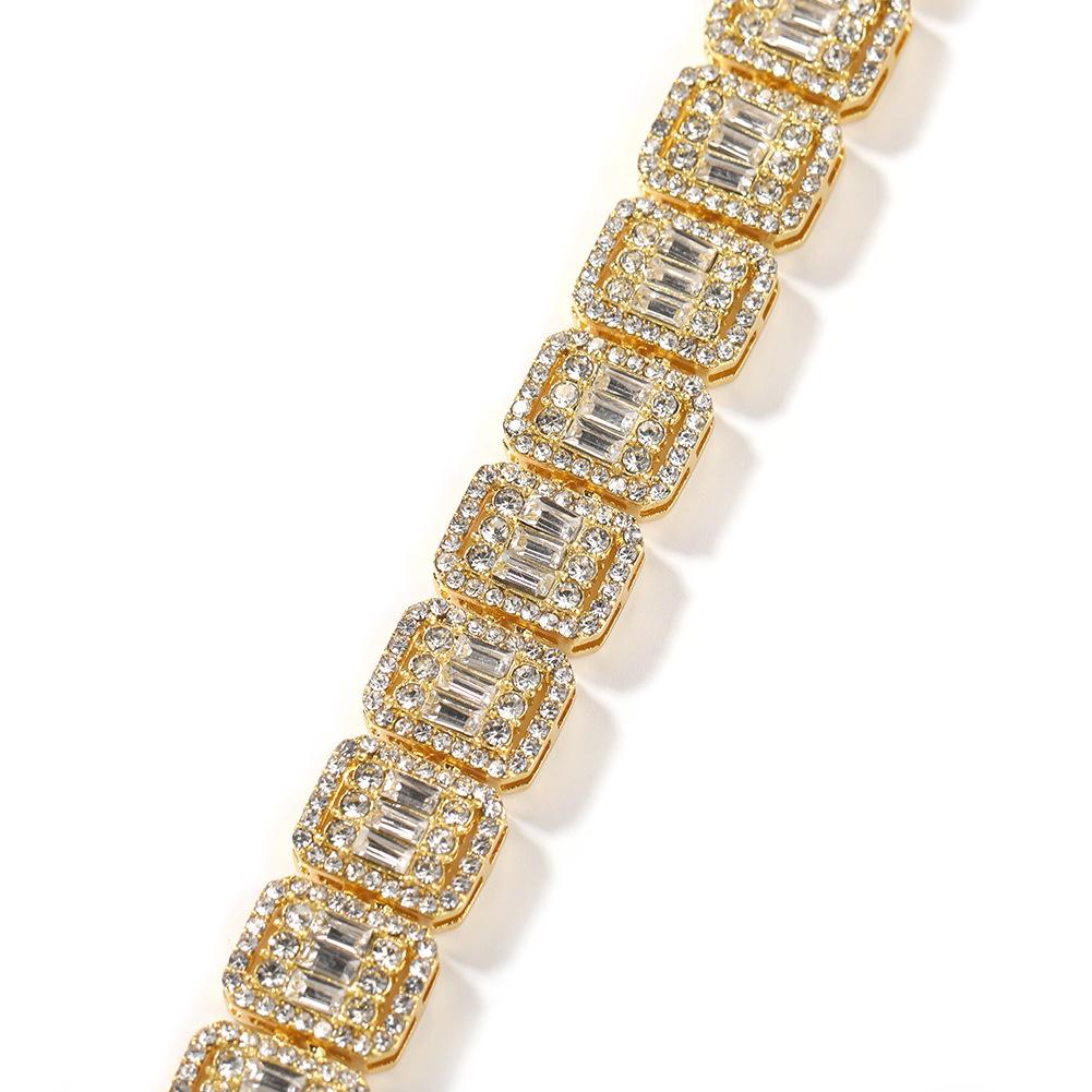 13MM Full Diamond Jiugongge Bracelet, Unisex Fashion Trendy Hip-hop Alloy Jewelry