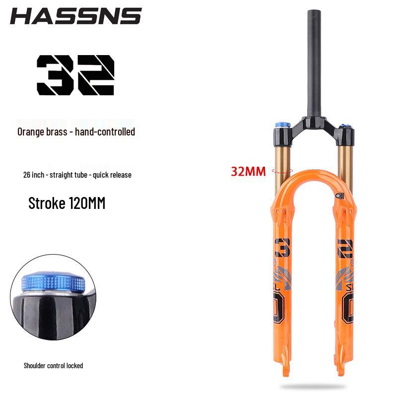Furcă cu suspensie pe aer pentru bicicletă montană HASSNS cu reglaj de amortizare pentru roți de 26/27.5/29 inch