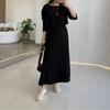  European and American Amazon Women's New Crew Neck Long Sleeve Loose T-Shirt Suspender Slim Dress Temperament Set