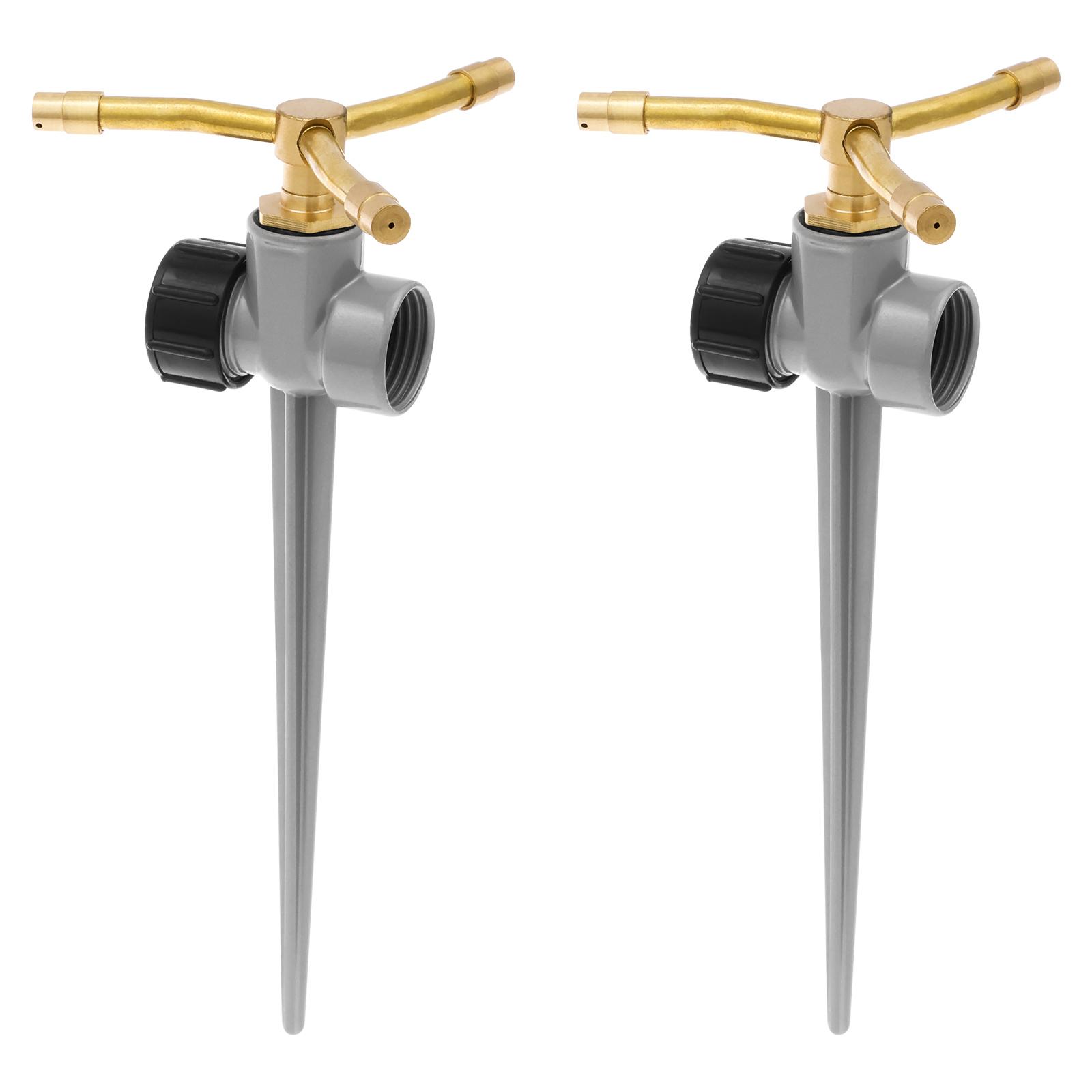 

2 шт. Газонный трезубец водяной разбрызгиватель Вращение на 360 градусов Простой в использовании Сплав алюминия Садовый шип Распылитель с 3-рычажным латунным соплом