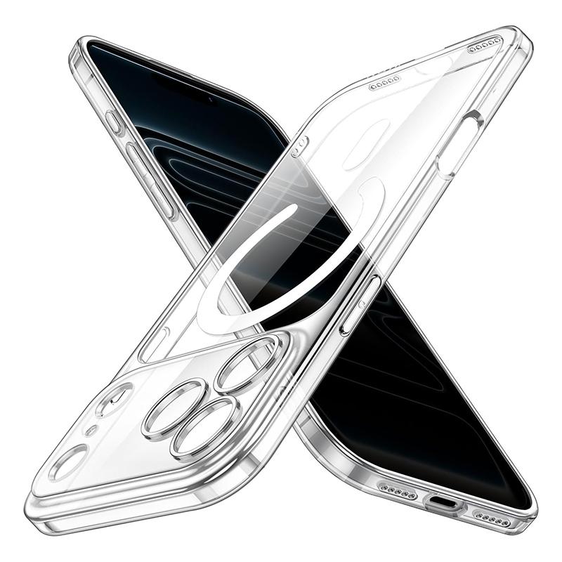 Magnetic Hard Acrylic Case for iPhone 17 Air Case Luxury Hybird Military Grade Transparent Silicone Soft Back Cover Shell Fundas iPhone Air