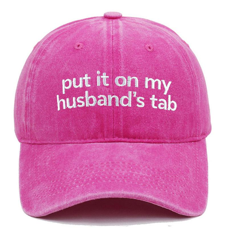 Put It On My Tab Embroidered Cotton Baseball Cap With Sunshade For Outdoor Casual Wear