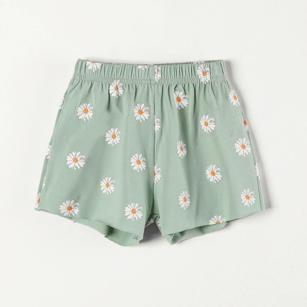 Nowy Japoński i Koreański Styl Dziewczęcy Kombinezon Casual z Nadrukiem Stokrotek i Rękawem Nietoperza z Surowym Wykończeniem