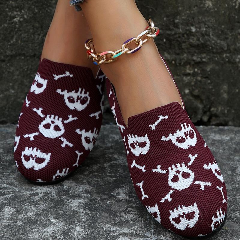 Móda 2024 Léto Dámské plátěné ploché boty S uzavřenou špičkou Módní ležérní potisk Pohodlné dámské boty