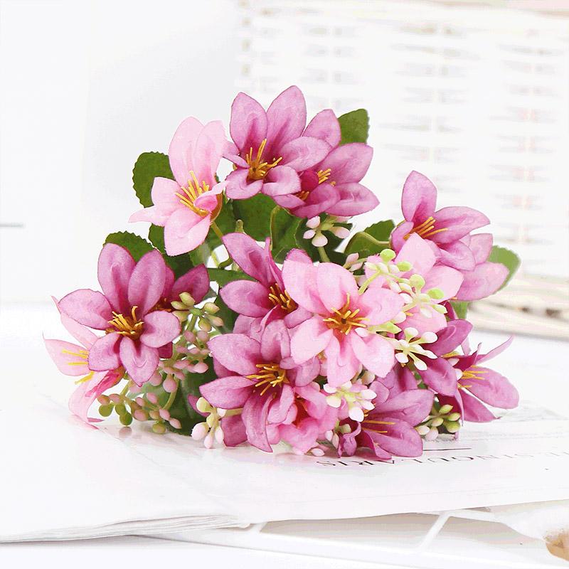 18 Heads Lily Artificial Flowers Wedding Bride Bouquet Home Living Room Decor Romantic Wedding Silk Fake Flower Gift