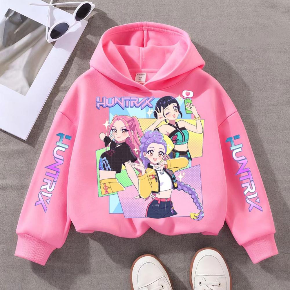 KPop Demon Hunters Cute Print Boys Girls Hooded Sweatshirt Children's Fall and Winter Casual Fashion Warm Pullover Sweatshirt