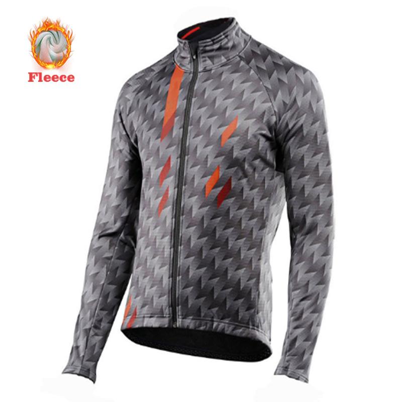 2023 Autumn/Winter Men's Cycling Jerseys Long Sleeve Thermal Fleece Bicycle Shirts Full Sleeve MTB Bike Jersey Tops Keep Warm Outdoor Cycling Jacket