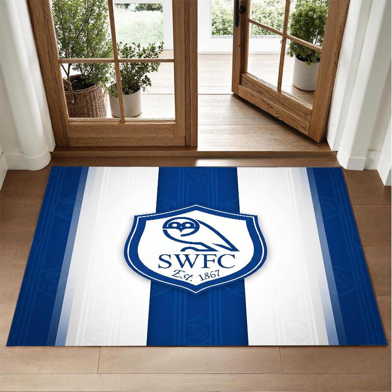 Sheffield Wednesday Design Crystal Velvet Rug Soft Decorative Mat for Bedroom Entrance