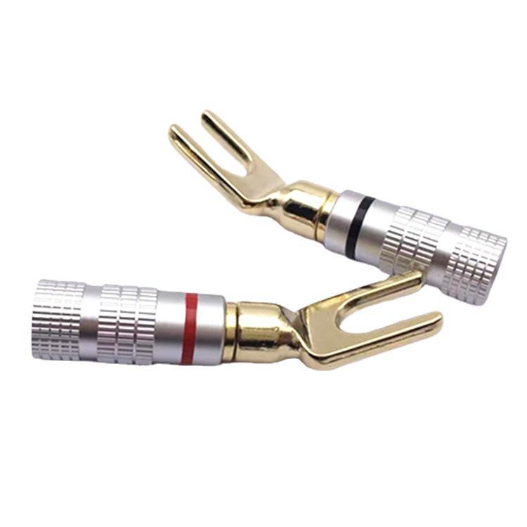 Nakamichi Gold-Plated Y/U Banana Speaker Connector, Red & Black