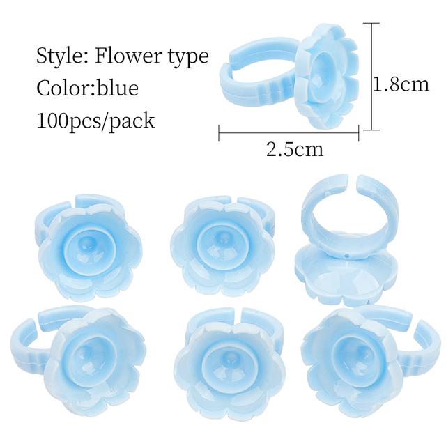 100 Pcs Disposable False Eyelash Flower Glue Cup Ring Holder Tattoo Pigment Eyelash Extension Tool Accessories