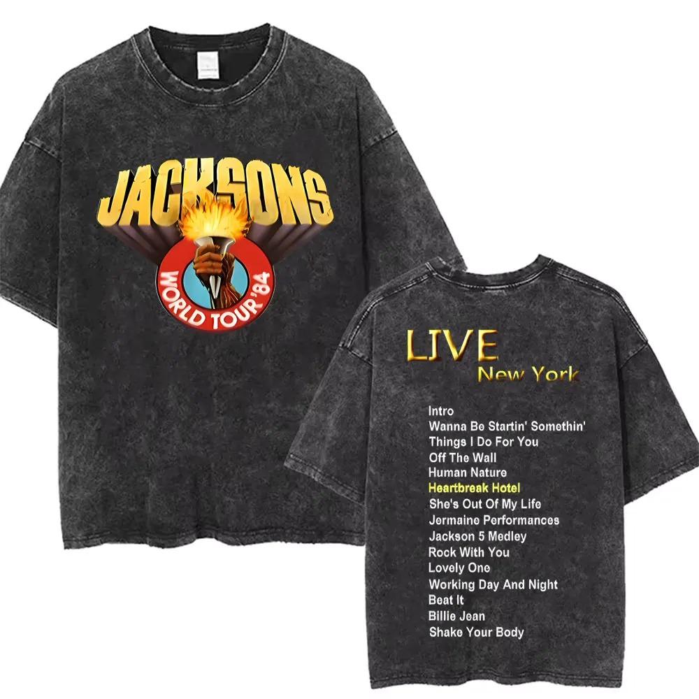 2026 Vintage Gewassen Michael Jackson King of Pop T-shirt Mannen Vrouwen Retro Gothic Rock T-shirts Heren Punk Oversized T-shirts Streetwear