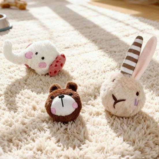 Pet Chew Toy Cartoon Animal Design Bite-Resistant Plush Toy with Sounding Device Interactive Tug-of-War Toy