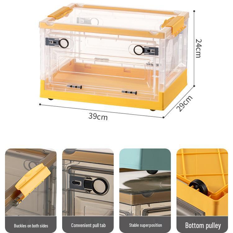 Large Outdoor Portable Transparent Foldable Storage Box for Clothes, Toys, Snacks, Books - Dustproof and Ideal for Home Use.
