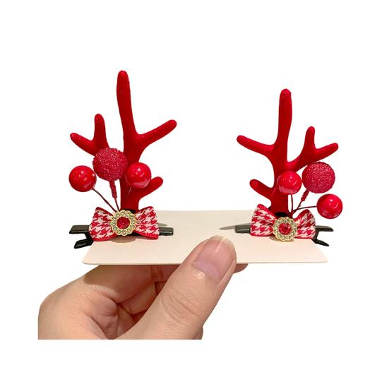 1 pár vánočních sponek do vlasů Slavnostní styly Sob Vánoční strom Sněhulák Santa Claus Plyšové Flitrová dekorace Sponky do vlasů