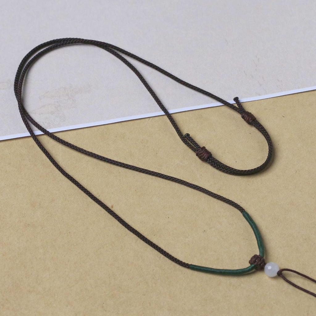 Colorful DIY Hand-Woven Hetian Jade Green Pendant Cord