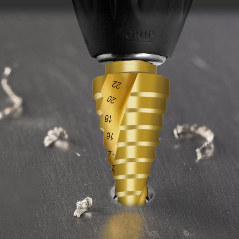 HSS Titanium-Coated Spiral Groove Step Drill Bit Or Straight Grooved Drill Bits 3-12 4-12 4-20 4-32 For Wood Metal Hole Cutter
