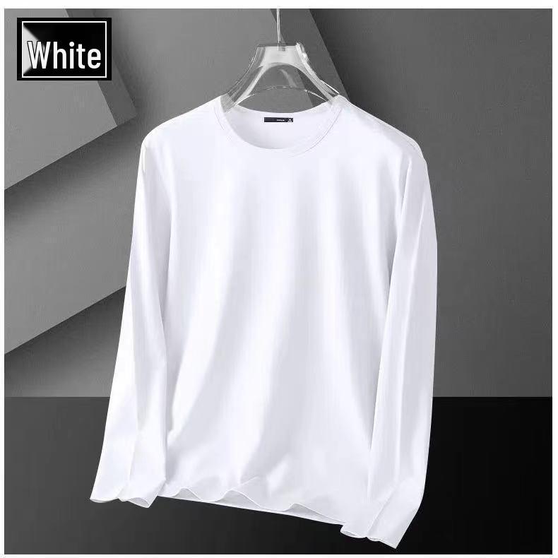 

2024 Autumn Men’s and Women’s Solid Color Long-Sleeve T-Shirts - Casual, All-Match, Round Neck M білий