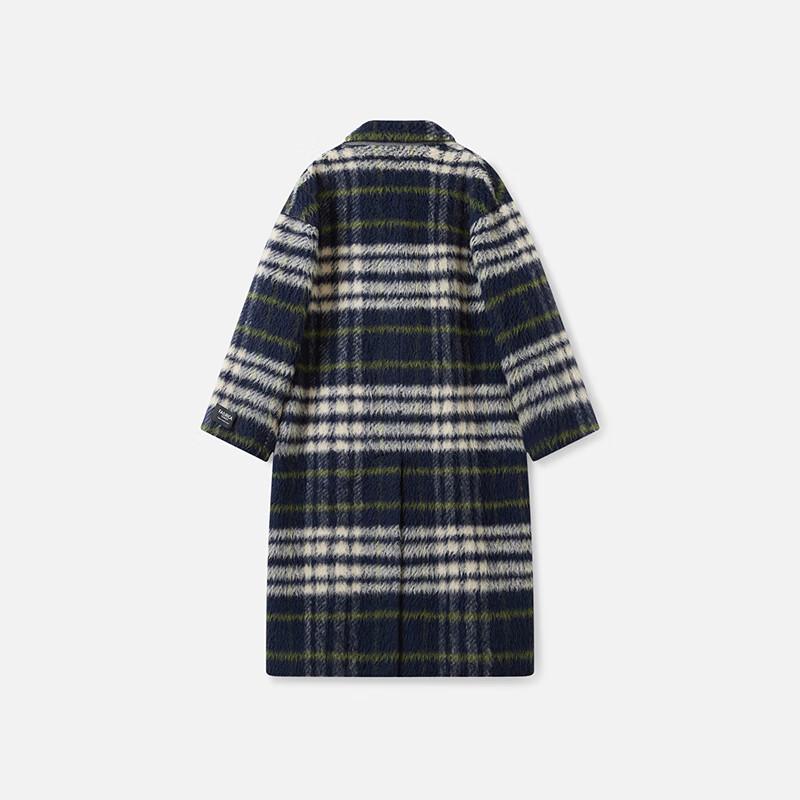 Broadcast Women's Elegant Vintage Plaid Wool Blend Mid-Length Coat