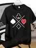Unisex Rundhals T-Shirt Poker Vier Farben Kreuz Druck Pik Herz Keule Karo Lässig Weich Kurzarm Tägliche Streetwear Herren T-Shirt