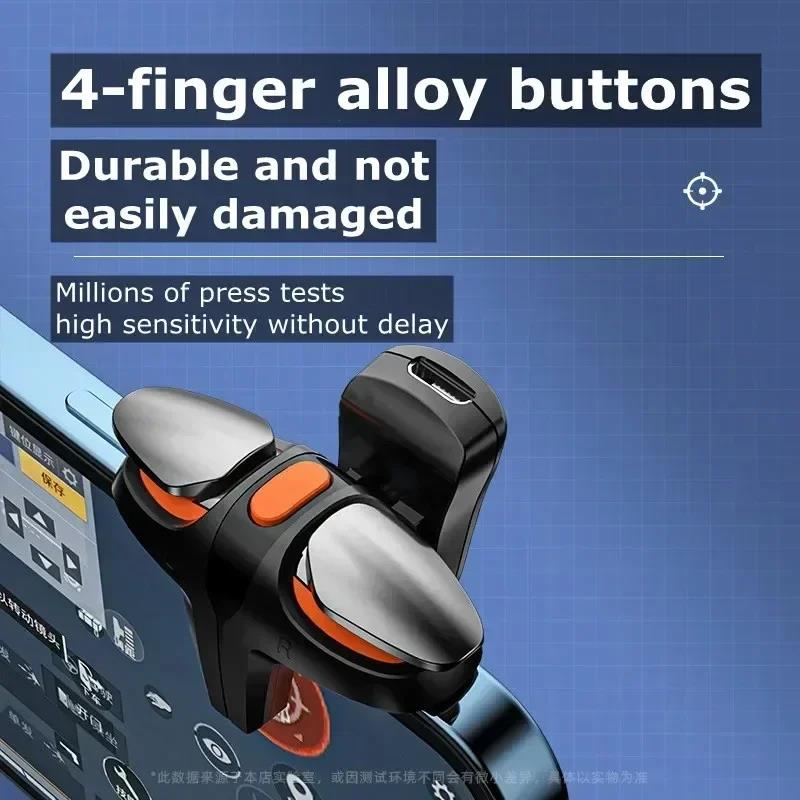 JS68 4 Finger Mobile Phone Game Controller Joystick L1R1 Fire Shooting Key Button Trigger for IPhone Android Esports Accessories 5