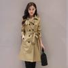 New Spring Korean Version Solid Color Thin Double-breasted Medium and Long Women's Trench Coat