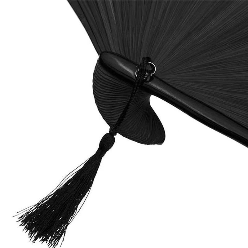 Cartoon Cat Painted Folding Fan Vintage Bamboo Silk Hand Fan Craft Home Decoration