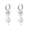 ZHUKOU 4 gold-plated, zirconium-set gold pearl dangle earrings, 1 pair: VE1359-1362