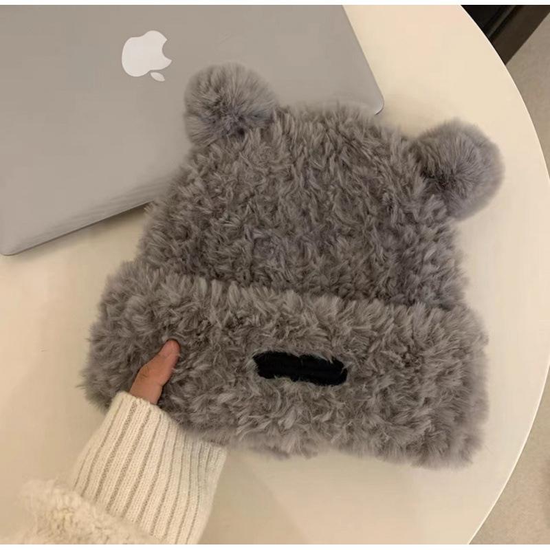 Hat female autumn and winter warm knitted wool snow hat cycling mother fashion ear protection headgear scarf integrated hat