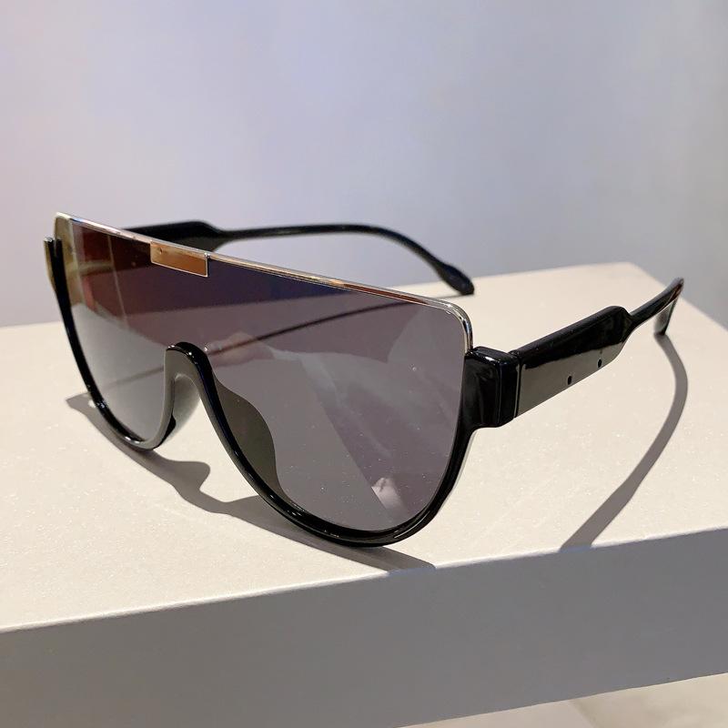 Luxury Brand Designer Half Frame Oversized Sunglasses Women For Men Vintage Fashion Sun Glasses Trendy Punk One Piece Shades