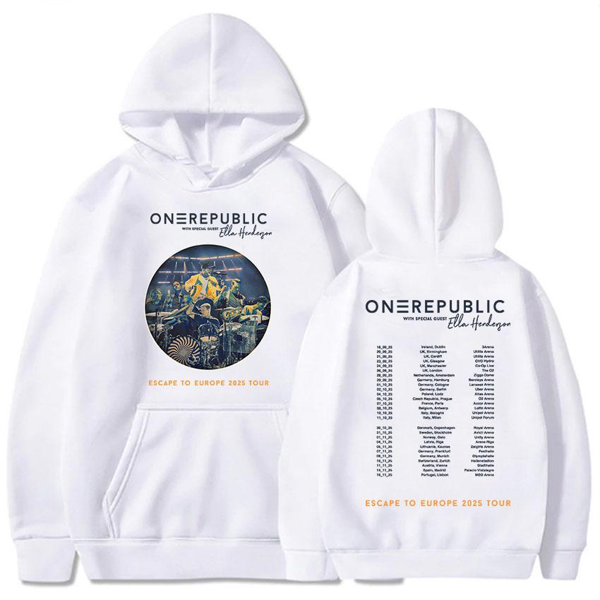 OneRepublic Escape To Europe 2025 Tour Hoodies Autumn Fleece Casual Male Sweatshirts Long Sleeve Band Printing Sudaderas Unisex