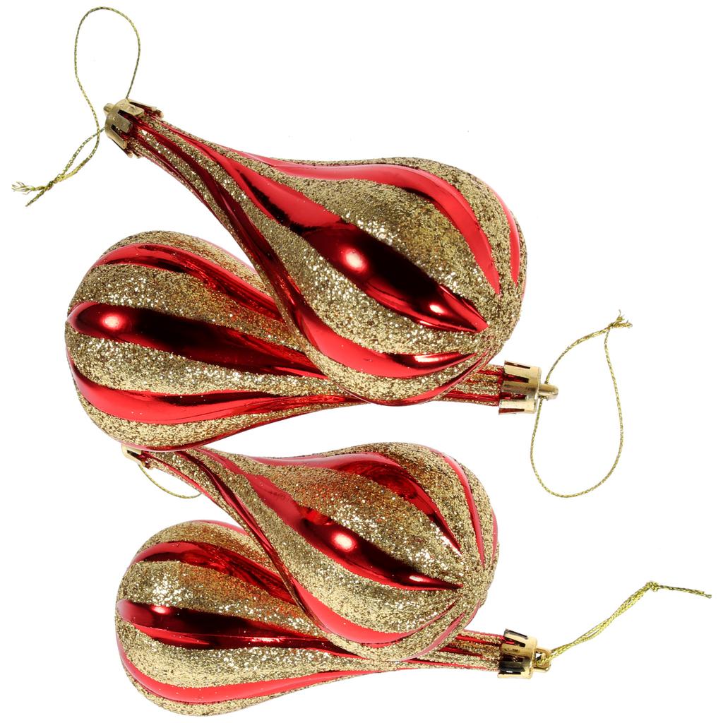 4Pcs Gold Plastic Christmas Tree Hanging naments Xmas Tree Balls Festive Party Holiday Decorations Cartoon Shaped Pendant