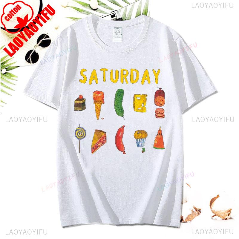 Tričko Unisex Hladová housenka Vtipné Tričko s potiskem pro milovníky knih Hladová housenka Ovoce Tričko Topy