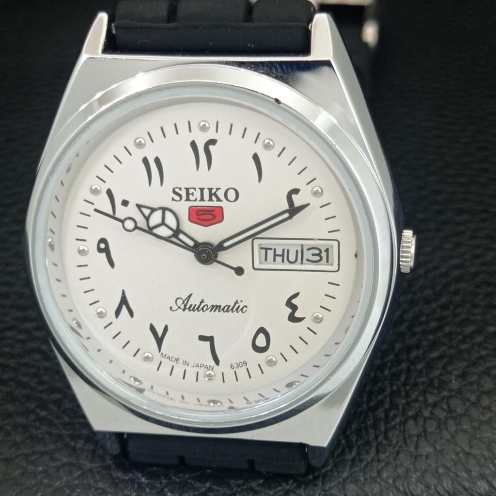 JAPAN VINTAGE REFURBISHED SEIKO 5 AUTOMATIC 6309A MENS WHITE WATCH a442589-1
