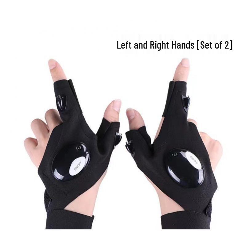 Cross-Border LED Flashlight Fishing Gloves - Night Repair & Luminous Finger Lights.