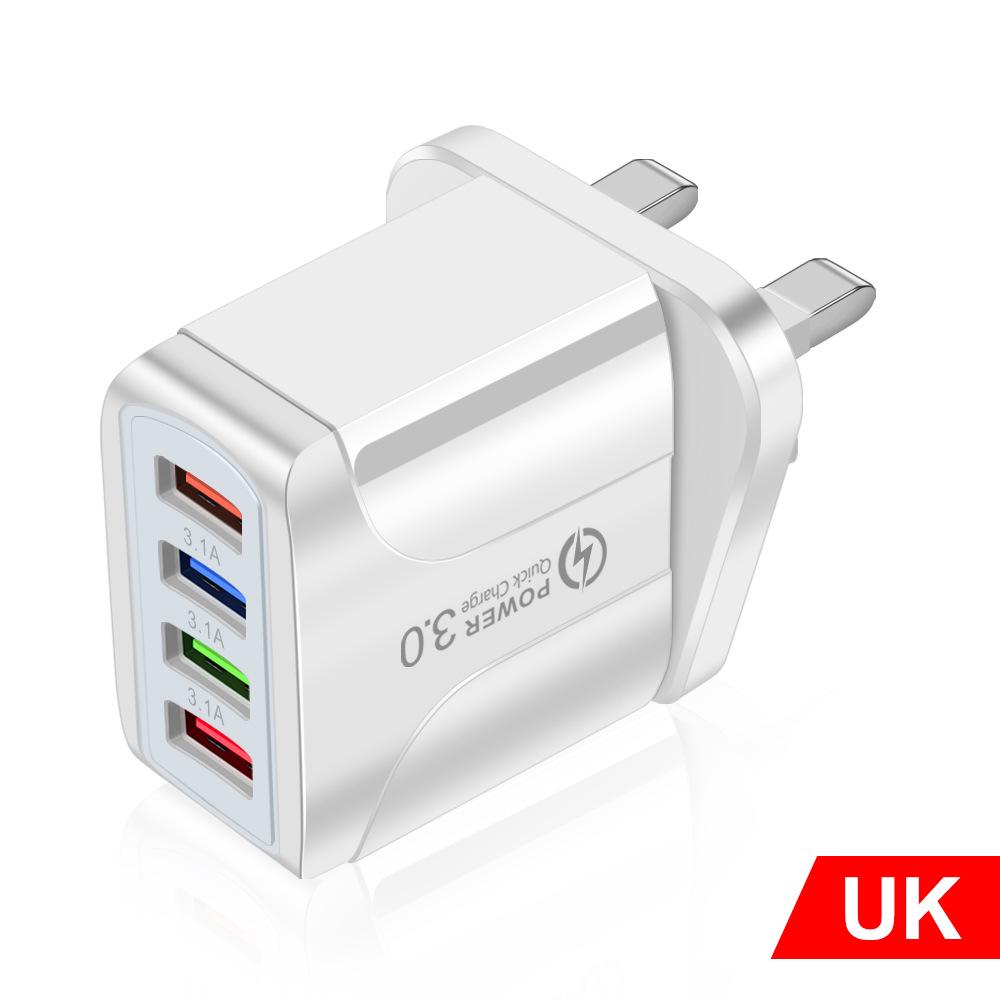 Colorful 4-Port USB Travel Charger 5V/2.4A Fast Charging, Australian Standard
