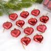 12Pcs Christmas Pendant Star Heart Shape Hanging Ornaments Xmas Tree Ball Decor Valentine's Day Party Decoration New Year 2025