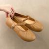 New Soft Bottom Mary Jane Shoes Half Slippers Elegant Single Shoes Soft Leather Crossover Elastic Bands Women Shoe