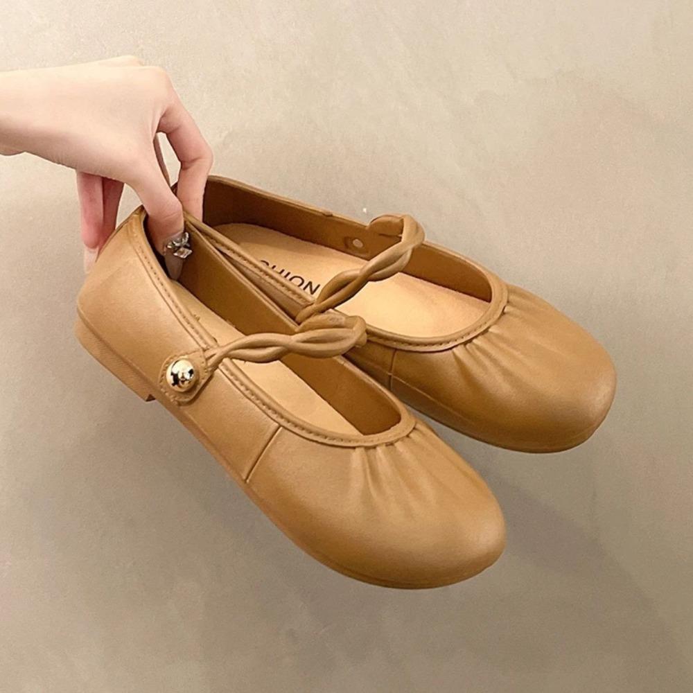 New Soft Bottom Mary Jane Shoes Half Slippers Elegant Single Shoes Soft Leather Crossover Elastic Bands Women Shoe