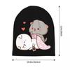 Kawaii Peach And Goma Mochi Drooling Skullies Beanies Hats Cartoon Cat Hip Hop Unisex Cap Warm Dual-use Bonnet Knitting Hats