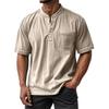 Men's Summer Round Neck Short Sleeve T-Shirt Neck Men's All-match Casual Button Shirt