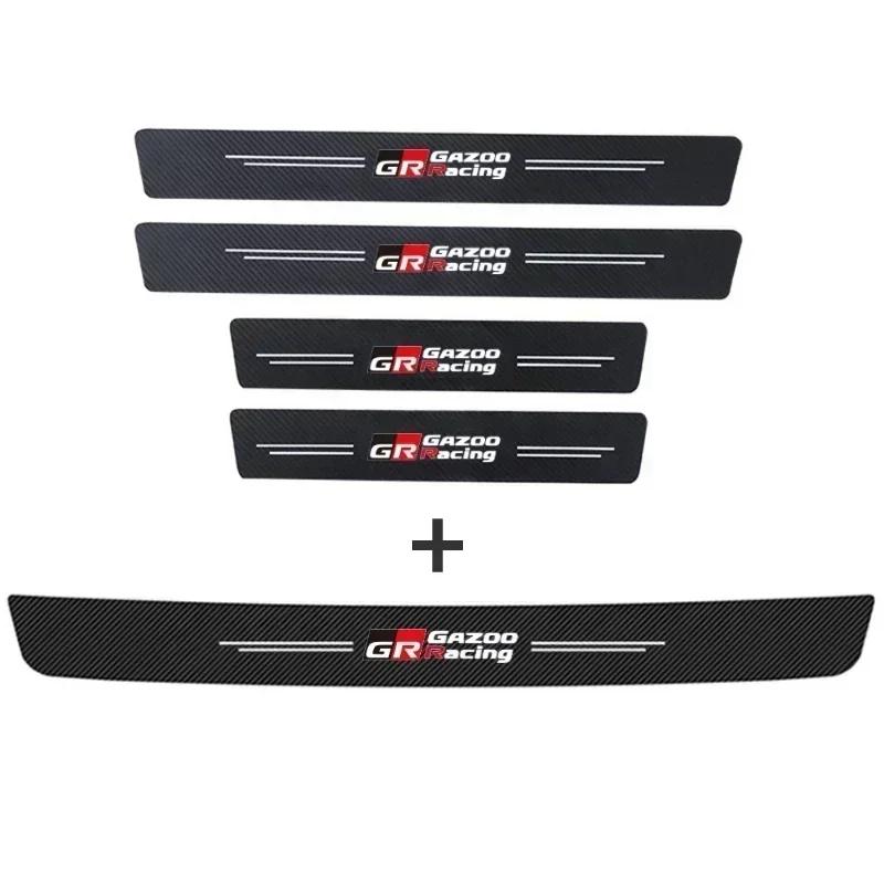 Car Rear Trunk Bumper Plate Door Sill Protector Stickers For Toyota GR Sport Racing Corolla Aqua Avensis Prius RAV4 Yaris Camry