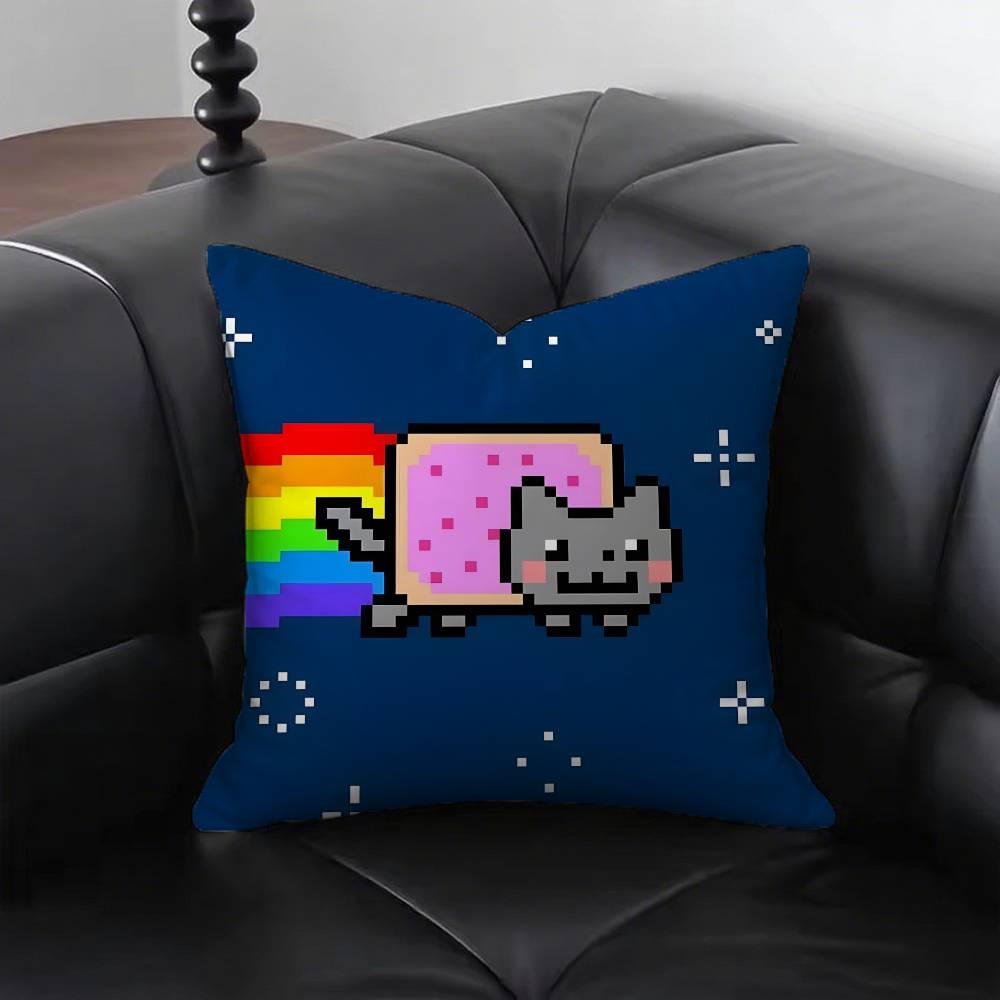 Funny Rainbow Cat Pillow Case Fashion Square Pillowcase Bedroom Sofa Room Ins Decoration Leisure