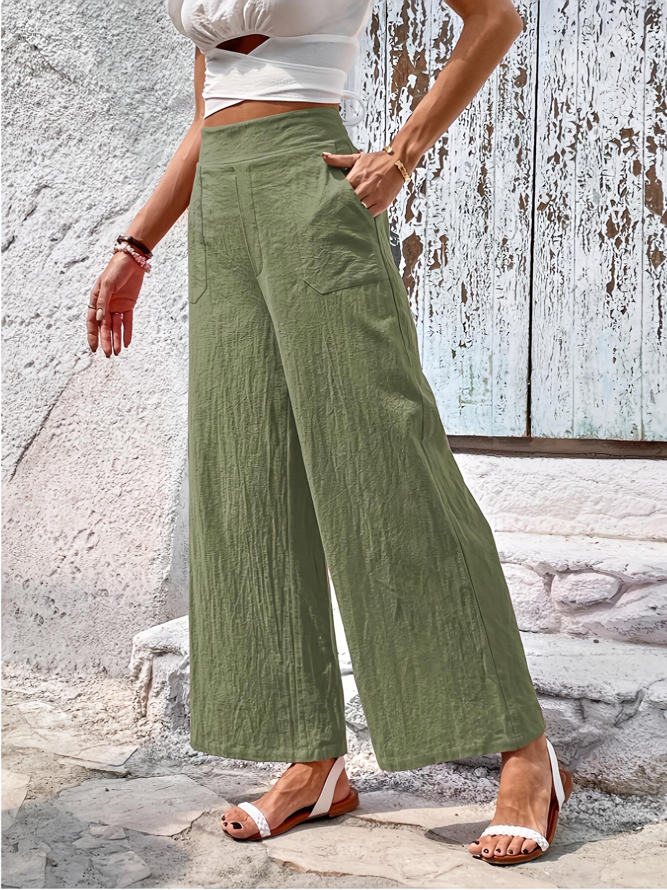2025 European & American Casual Loose Solid Color Wide-Leg Women s Pants 2XL