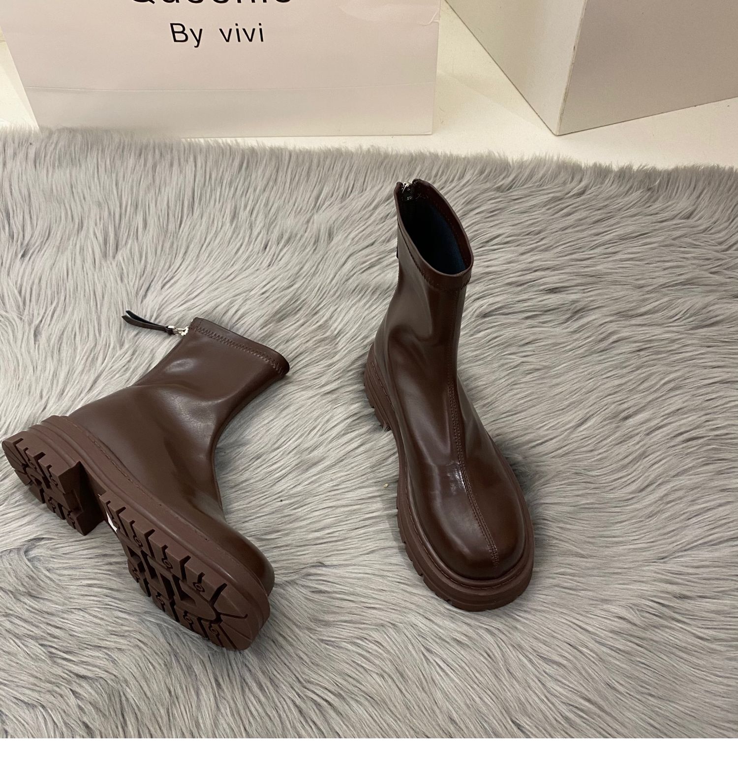 

Ботильоны на квадратном каблуке, современные, весна/осень, круглый носок, туфли на среднем каблуке, женские, 2024, высококачественное шитье, лаконичные женские ботинки 40 темно-коричневого