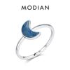 Modian  925 Sterling Silver Moon Blue Natural Crystal Finger Rings Fashion Party Simple Jewelry For Women Brand Gifts